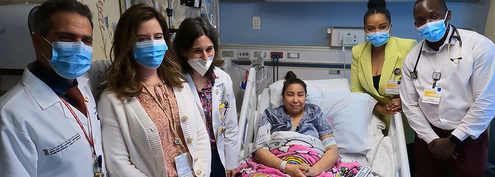 Patient Jessica Ceja with her medical team at the University of Maryland Medical Center